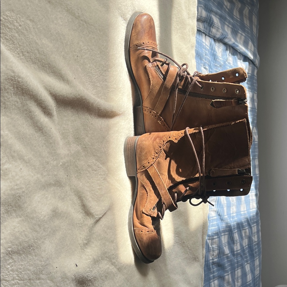 Women’s Aldo Dark Brown Lace-Up Leather Ankle Boots with Buckle - Picture 5 of 5